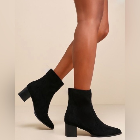 FOREVER 21 Like-new, Pitch Black Satin Pull on Booties with Pull Tab🔥🔥🔥 - Picture 3 of 8